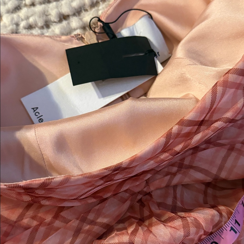 🩷NWT Acler Matisson Peach pleated dress long sleeves - Picture 5 of 9